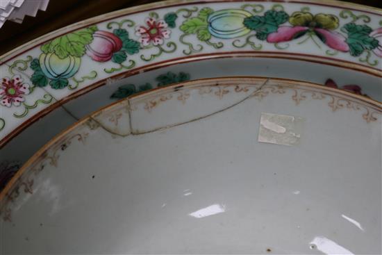 A collection of Chinese 18th century and later bowls and a vase vase height 42cm